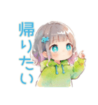 ごきげん★蛙フードパーカーの女の子（個別スタンプ：15）