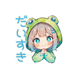 ごきげん★蛙フードパーカーの女の子（個別スタンプ：22）