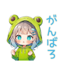 ごきげん★蛙フードパーカーの女の子（個別スタンプ：25）
