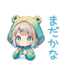 ごきげん★蛙フードパーカーの女の子（個別スタンプ：28）