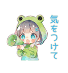 ごきげん★蛙フードパーカーの女の子（個別スタンプ：29）