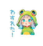 ごきげん★蛙フードパーカーの女の子（個別スタンプ：34）