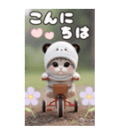 パンダ帽が可愛い猫 毎日気軽に使える BIG（個別スタンプ：3）