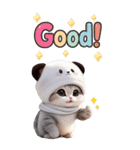 パンダ帽が可愛い猫 毎日気軽に使える BIG（個別スタンプ：8）