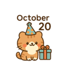 10月20日お誕生日 まゆげときなこ（個別スタンプ：1）