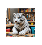 ホワイトタイガーの新日常15（個別スタンプ：34）