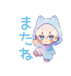 さらっと★白猫耳パーカーくん（個別スタンプ：15）