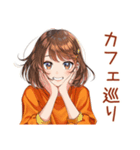 ボブカットの女の子のカフェ巡り（個別スタンプ：1）