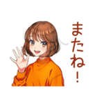 ボブカットの女の子のカフェ巡り（個別スタンプ：3）