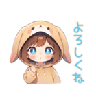犬耳パーカーの女の子のお世話♡（個別スタンプ：3）