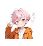 可愛いずっと使えるピンク髪日常スタンプ（個別スタンプ：4）