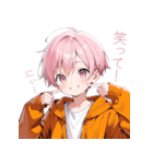 可愛いずっと使えるピンク髪日常スタンプ（個別スタンプ：5）