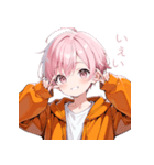 可愛いずっと使えるピンク髪日常スタンプ（個別スタンプ：7）