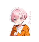 可愛いずっと使えるピンク髪日常スタンプ（個別スタンプ：9）