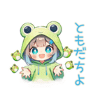 おこもり蛙フードパーカーの女の子（個別スタンプ：31）