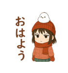 女の子と小鳥 冬の出来事（個別スタンプ：1）