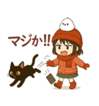 女の子と小鳥 冬の出来事（個別スタンプ：10）