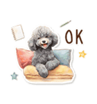 水彩画ステッカー風トイプードルのスタンプ（個別スタンプ：5）