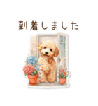 水彩画ステッカー風トイプードルのスタンプ（個別スタンプ：20）