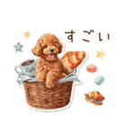 水彩画ステッカー風トイプードルのスタンプ（個別スタンプ：22）