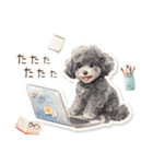水彩画ステッカー風トイプードルのスタンプ（個別スタンプ：31）