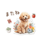 水彩画ステッカー風トイプードルのスタンプ（個別スタンプ：39）