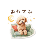 水彩画ステッカー風トイプードルのスタンプ（個別スタンプ：40）
