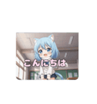 学校での白スカーフありさアニメーション（個別スタンプ：13）