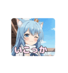 学校での白スカーフありさアニメーション（個別スタンプ：14）