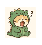 恐竜コスチュームのねこスタンプ（個別スタンプ：5）