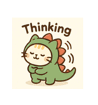 恐竜コスチュームのねこスタンプ（個別スタンプ：16）
