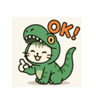 恐竜コスチュームのねこスタンプ（個別スタンプ：24）