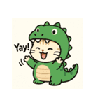 恐竜コスチュームのねこスタンプ（個別スタンプ：30）