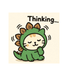 恐竜コスチュームのねこスタンプ（個別スタンプ：33）