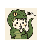 恐竜コスチュームのねこスタンプ（個別スタンプ：36）