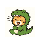 恐竜コスチュームのねこスタンプ（個別スタンプ：40）
