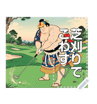 【浮世絵】ゴルフする力士（個別スタンプ：12）