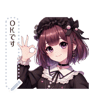 黒色のロリータファッションの女の子（個別スタンプ：4）