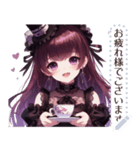 黒色のロリータファッションの女の子（個別スタンプ：6）