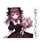 黒色のロリータファッションの女の子（個別スタンプ：7）