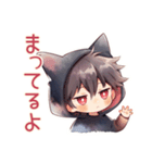 やさしい黒猫耳パーカーくん（個別スタンプ：35）