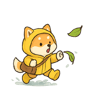 レインコート柴犬 みずたまりパレード（個別スタンプ：3）