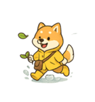 レインコート柴犬 みずたまりパレード（個別スタンプ：5）