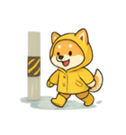 レインコート柴犬 みずたまりパレード（個別スタンプ：7）