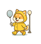 レインコート柴犬 みずたまりパレード（個別スタンプ：8）