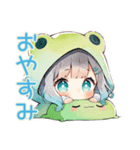 蛙フードパーカーの女の子★天気予報（個別スタンプ：23）