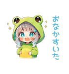 蛙フードパーカーの女の子★天気予報（個別スタンプ：26）