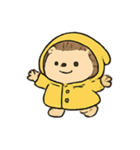 レインコートはりねずみ 雨の日パレード（個別スタンプ：1）
