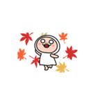 動く！しろめちゃん・ちいさい秋（個別スタンプ：1）