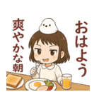 女の子と小鳥 食べながら一言♪（個別スタンプ：1）